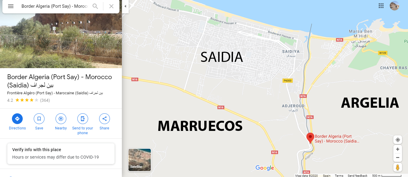 SITUACIÓN DE LA FRONTERA ENTRE MARRUECOS Y ARGELIA EN SAÏDIA