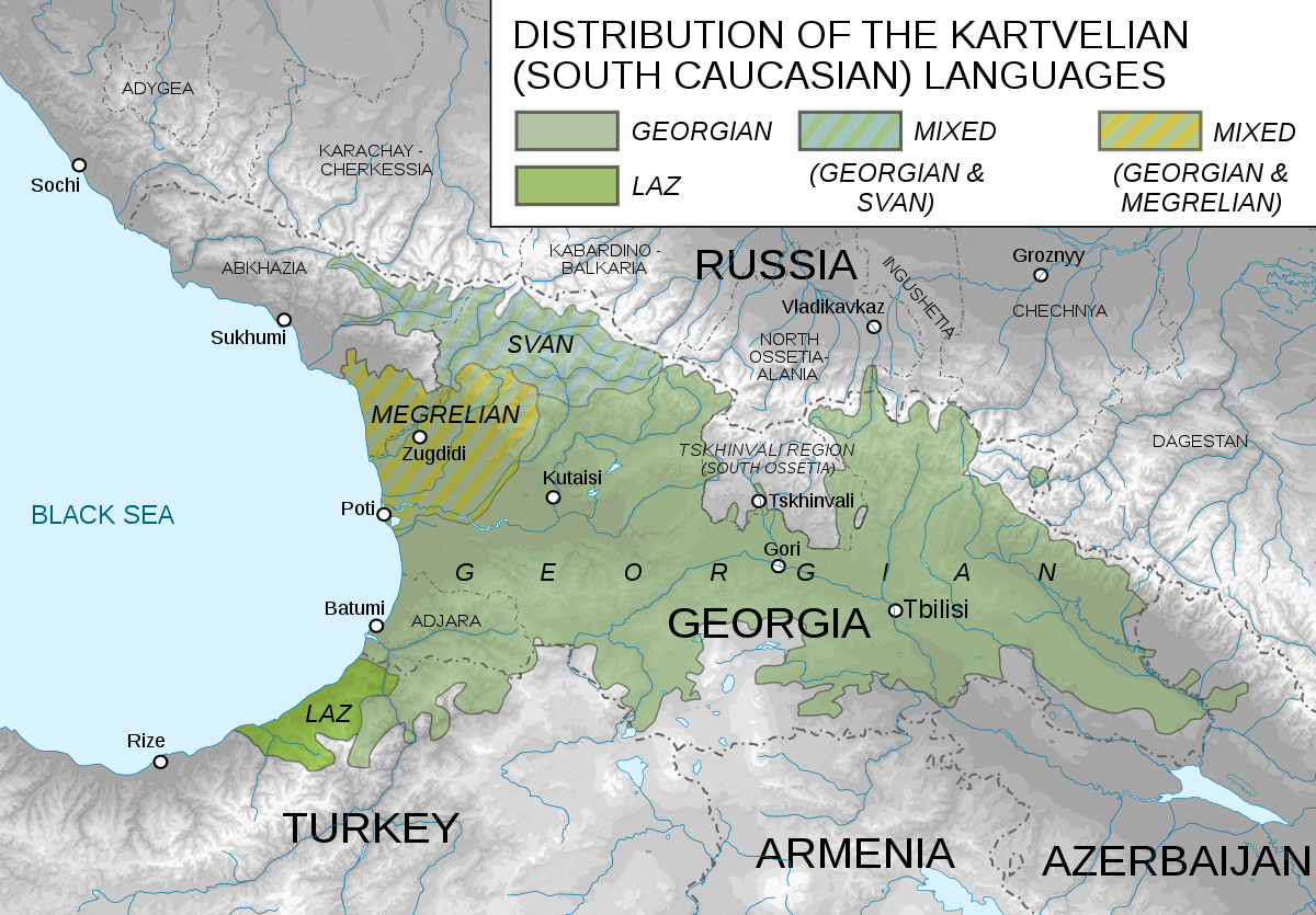 Mapa de las lenguas habladas en Georgia